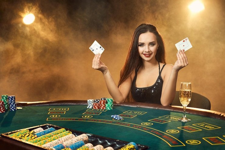 Texas Hold'em Bonus game interface showing community cards and betting layout